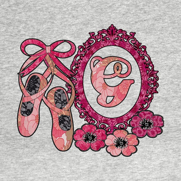 Pink floral ballerina Monogram art by artbyomega